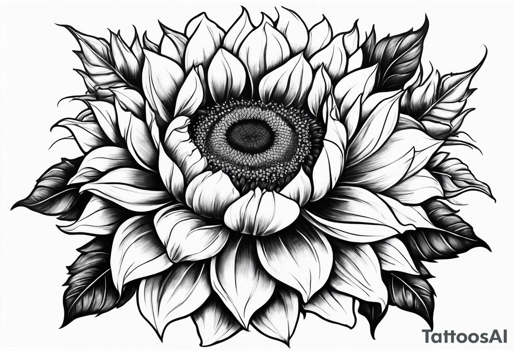 Sunflower and rose flower tattoo idea