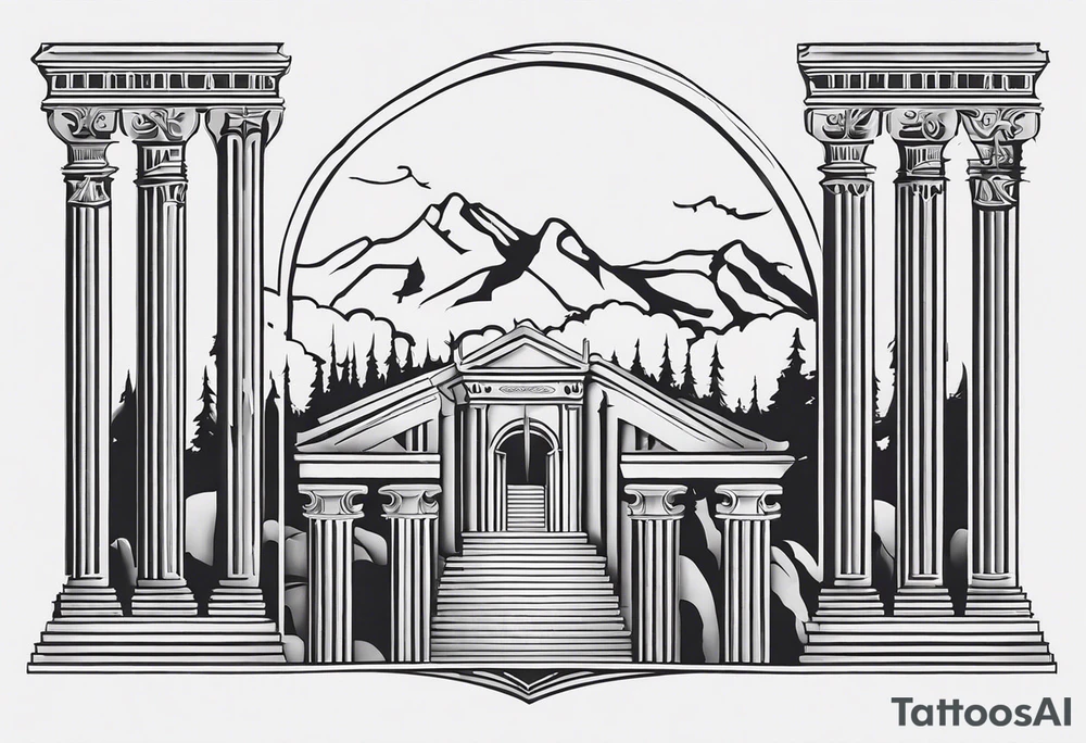 Valhalla steps
 pillars fog tattoo idea