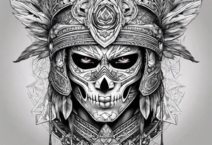 Warrior with skull mask tattoo idea