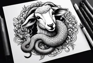 Tattoo of lamb eating a snake tattoo idea