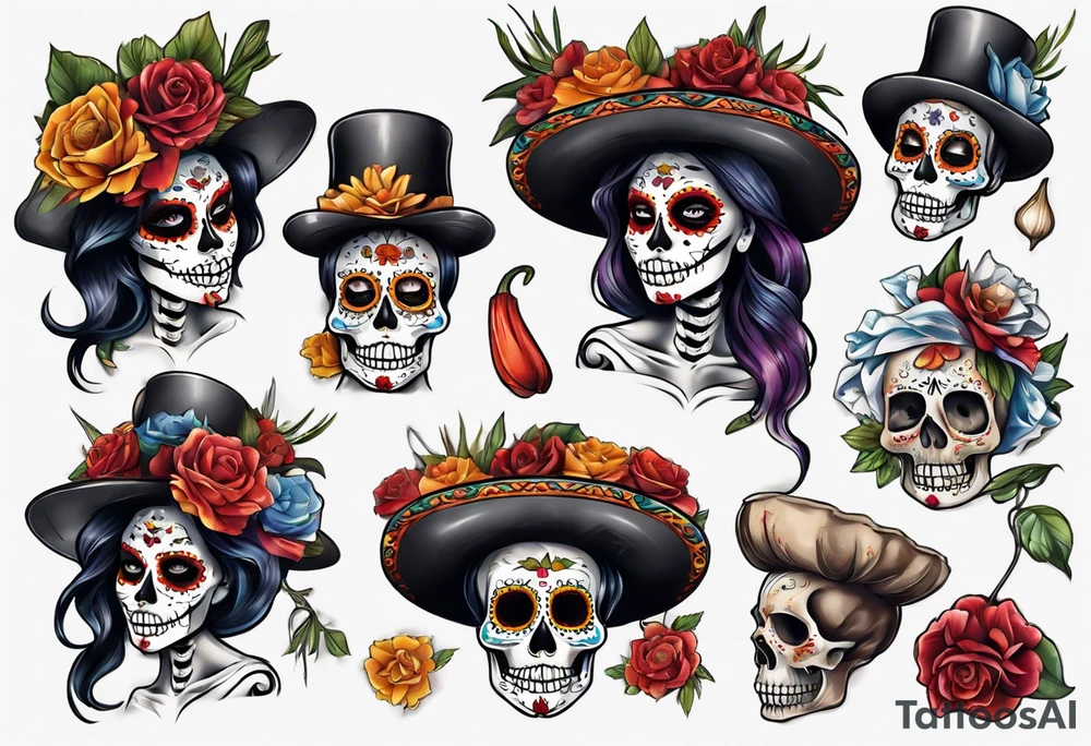 La catrina, cooking, day of the dead tattoo idea