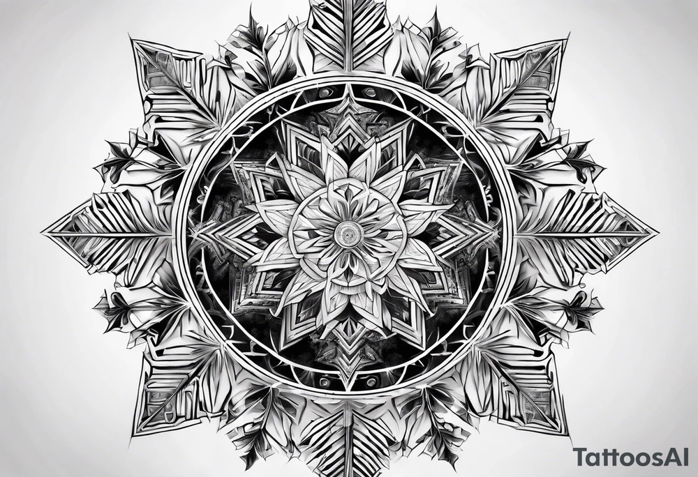 Fractal snowflake masculine tattoo idea