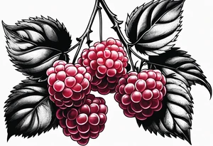 a single long raspberry branch that is growing downwards tattoo idea