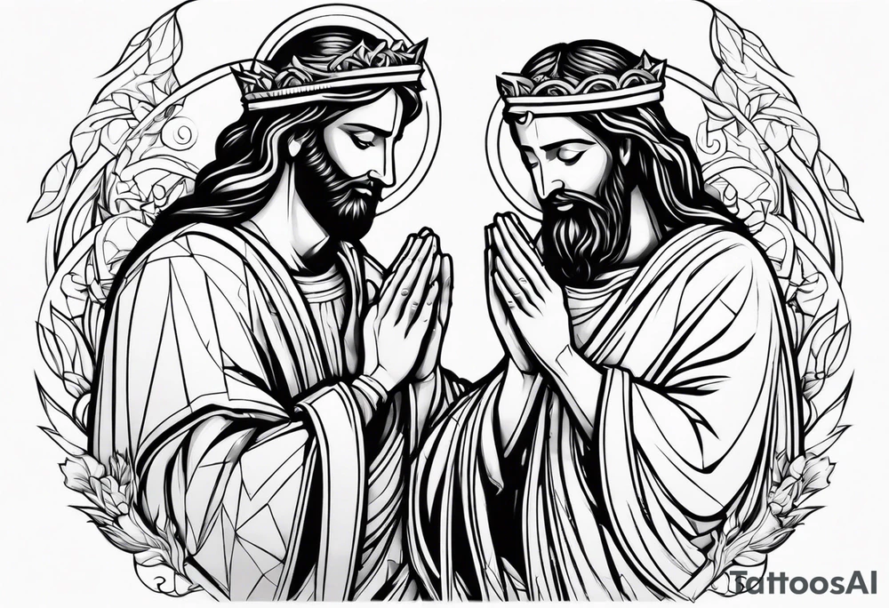 God and Jesus together praying. tattoo idea