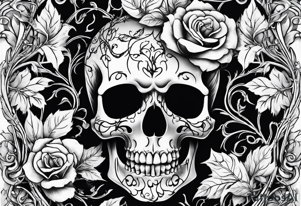 Full Skeleton wrapped in vines tattoo idea