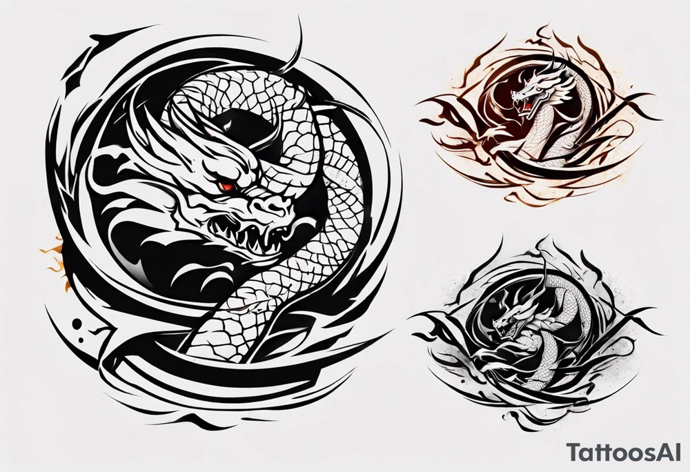 Powerful tattoo writing Jiu-Jitsu with Strong shadows and lines and dragon around for arm tattoo tattoo idea