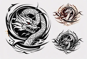 Powerful tattoo writing Jiu-Jitsu with Strong shadows and lines and dragon around for arm tattoo tattoo idea