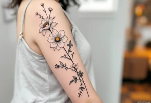 Carnation, Snowdrop, Larkspur, Water Lily, Daffodil, Clover tattoo idea