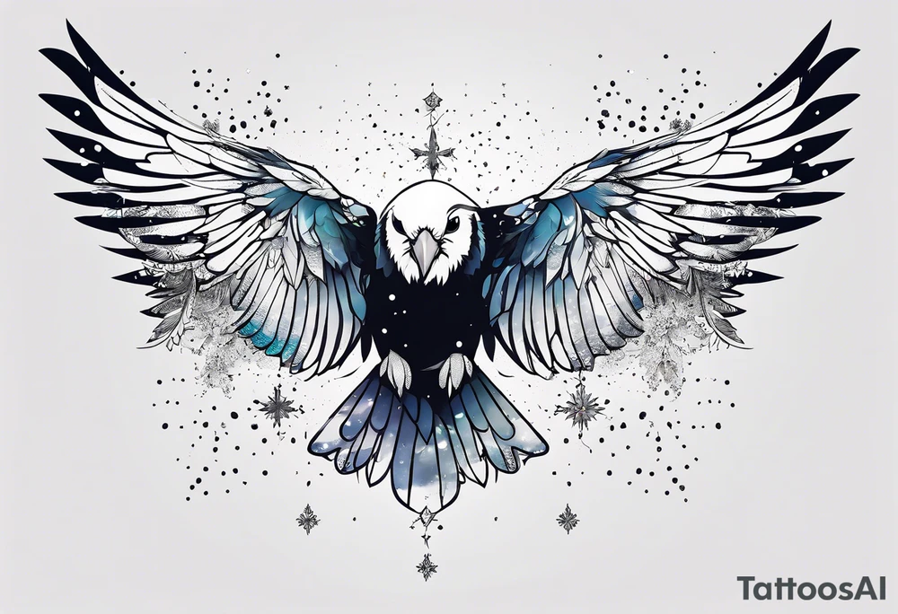 Constellation, bird wing , animal, snow , cross tattoo idea