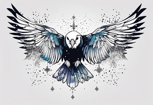 Constellation, bird wing , animal, snow , cross tattoo idea