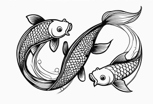 2 koi fishes super tiny tattoo idea