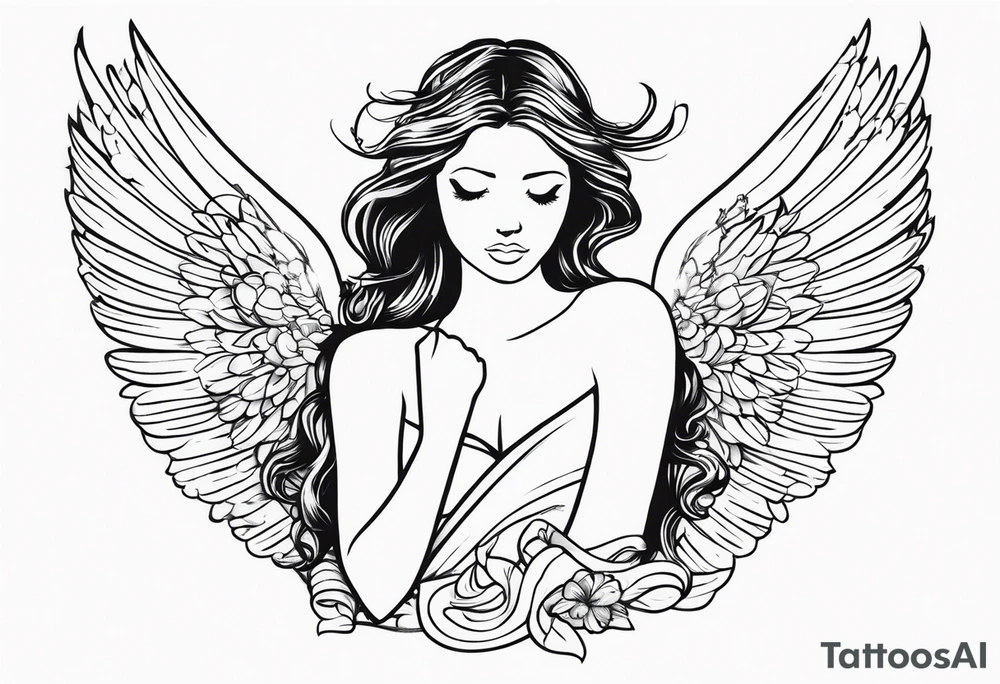 Angel with quote 
forever in my heart tattoo idea