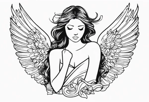 Angel with quote 
forever in my heart tattoo idea