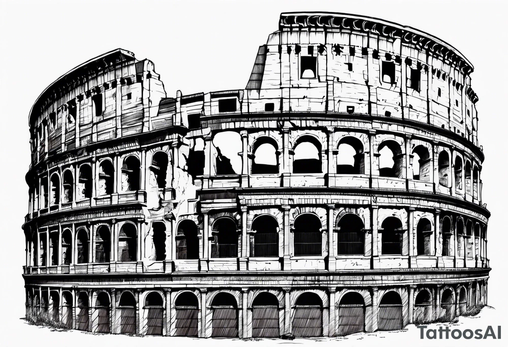 Weathered Roman colosseum tattoo idea