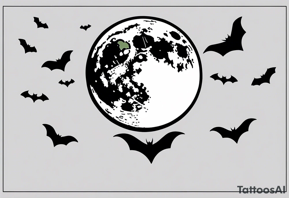 Moon and bats tattoo tattoo idea