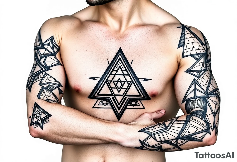 Geometry triangles with ethernal symbol tattoo idea