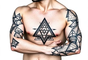 Geometry triangles with ethernal symbol tattoo idea