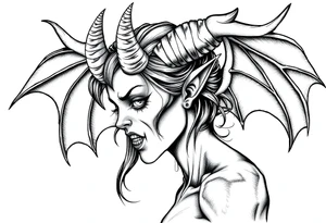 Gothic demon girl tattoo idea