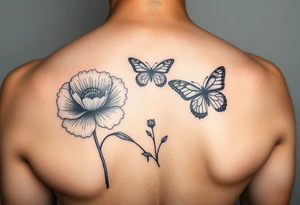 Zara and Kavya with poppy flower and butterfly tattoo idea