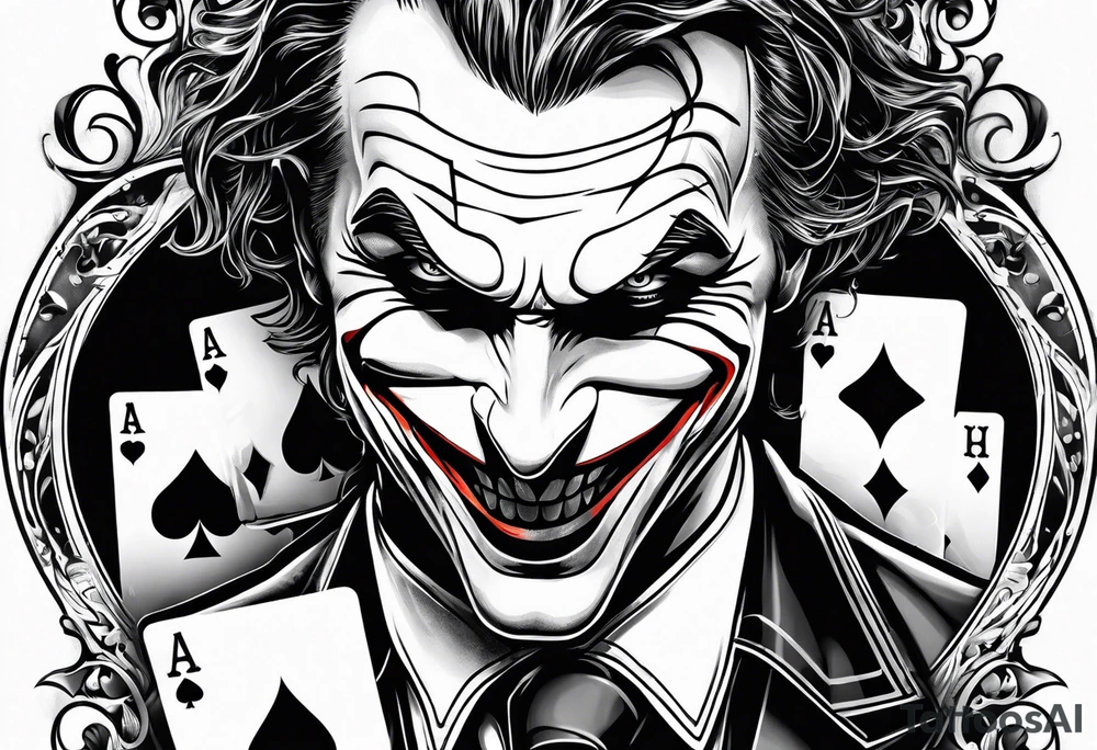 the joker burning a playing card tattoo idea