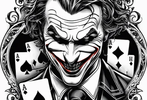 the joker burning a playing card tattoo idea