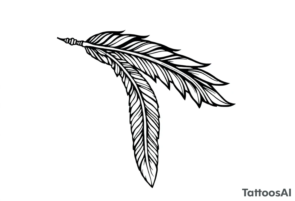 spiritual bold line feather indian tattoo idea