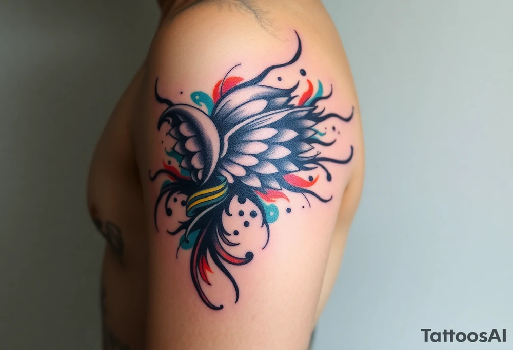 A tatuagem deve expressar força, liberdade e conexão com a multiplicidade da vida, incorporando elementos abstratos e fluidos, com linhas que sugiram movimento e transformação contínua. Evite clichês e busque um design original e significativo. Utilize técnicas de miimalismo, pontilhismo e aquarela. tattoo idea