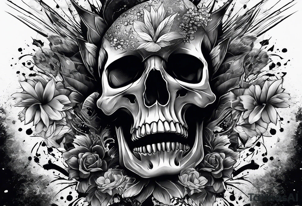 Skull explosion tattoo idea