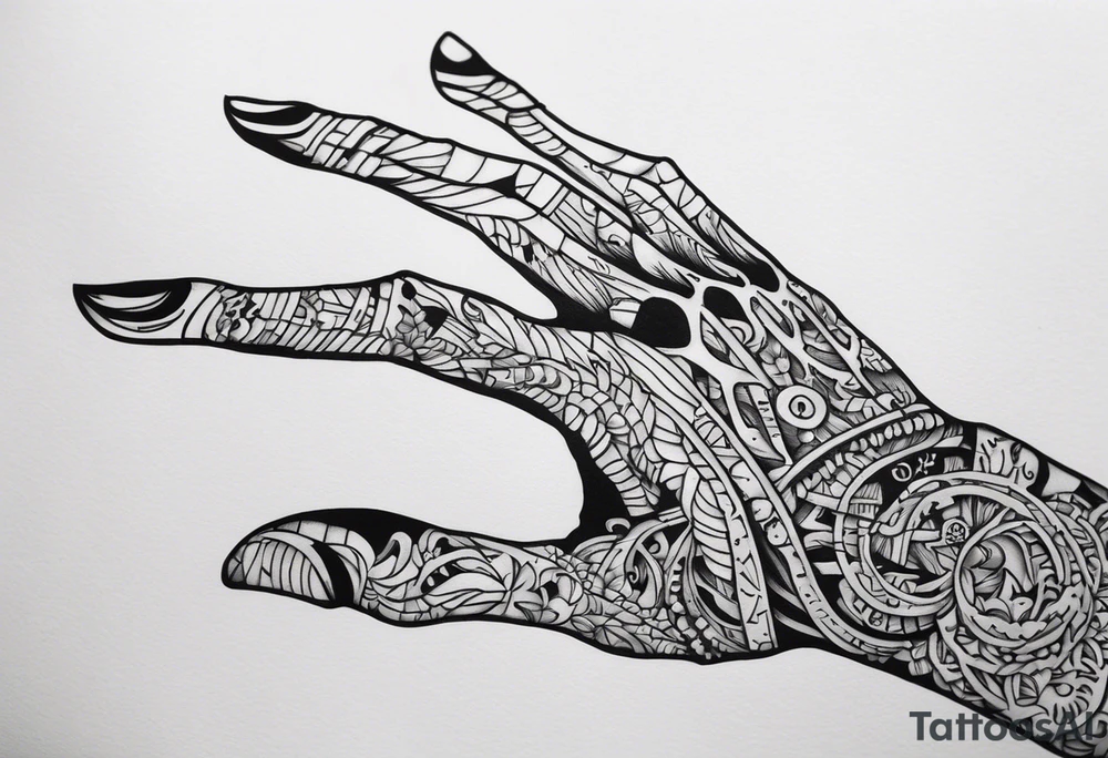 skeleton hand with words in the bone tattoo idea