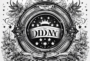 the letters tdm with smoke and small stars in the background tattoo idea
