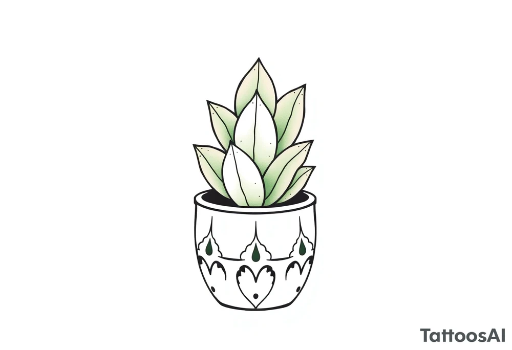 cute cacti and succulent in a pot tattoo idea