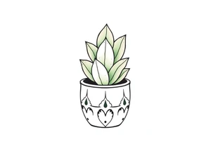cute cacti and succulent in a pot tattoo idea