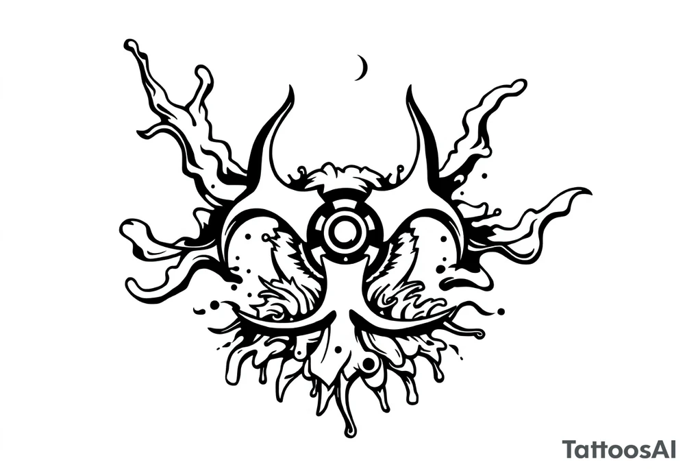 Contagion sign with toxic spill behind tattoo idea