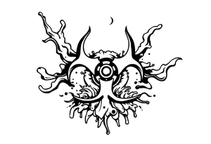 Contagion sign with toxic spill behind tattoo idea