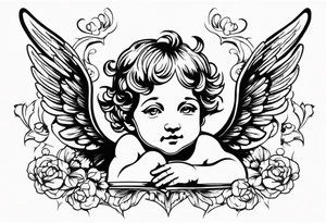 one putti with wings smiling tattoo idea