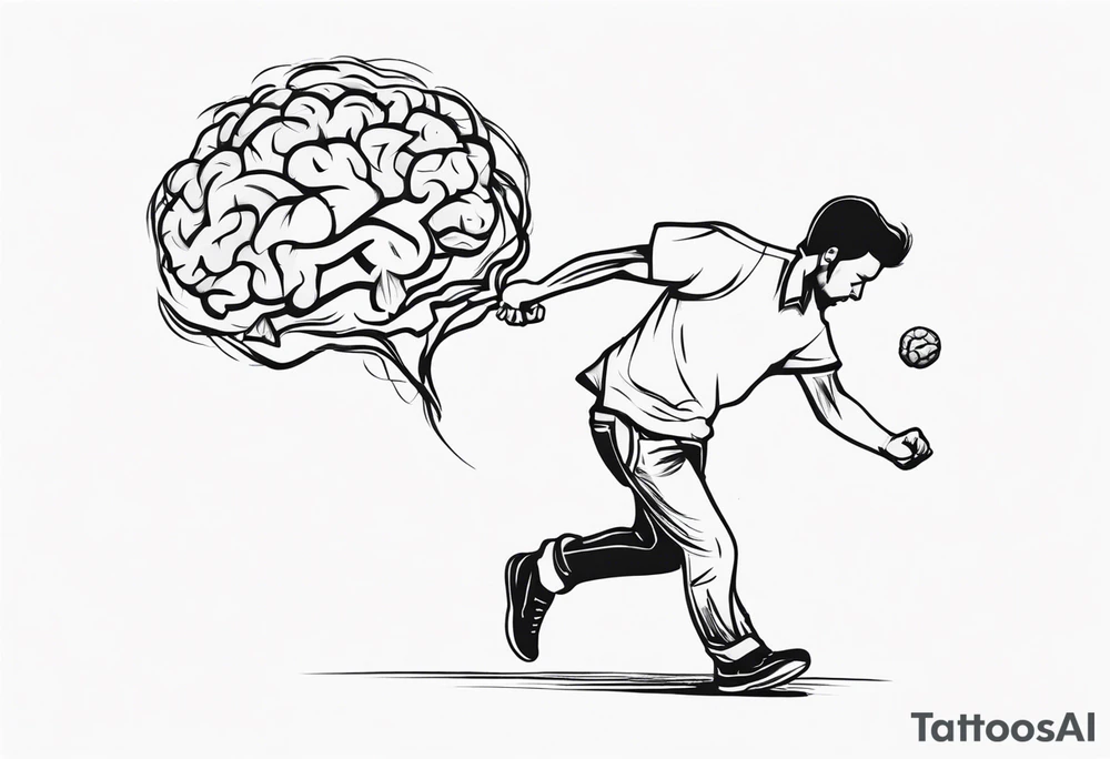 A man struggling to carry a brain tattoo idea