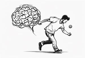 A man struggling to carry a brain tattoo idea