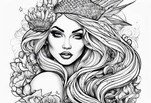 Mermaid pin up style tattoo idea