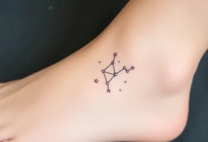 A delicate Virgo constellation in fine-line style, with soft white and silver stardust scattered around tattoo idea