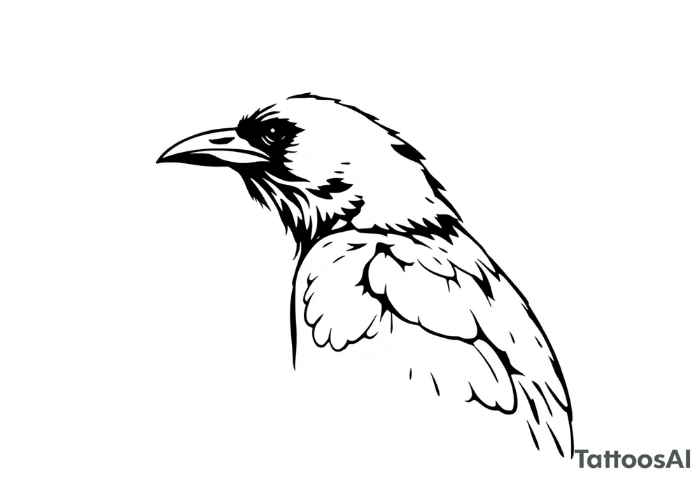 beautiful raven looking over its shoulder tattoo idea