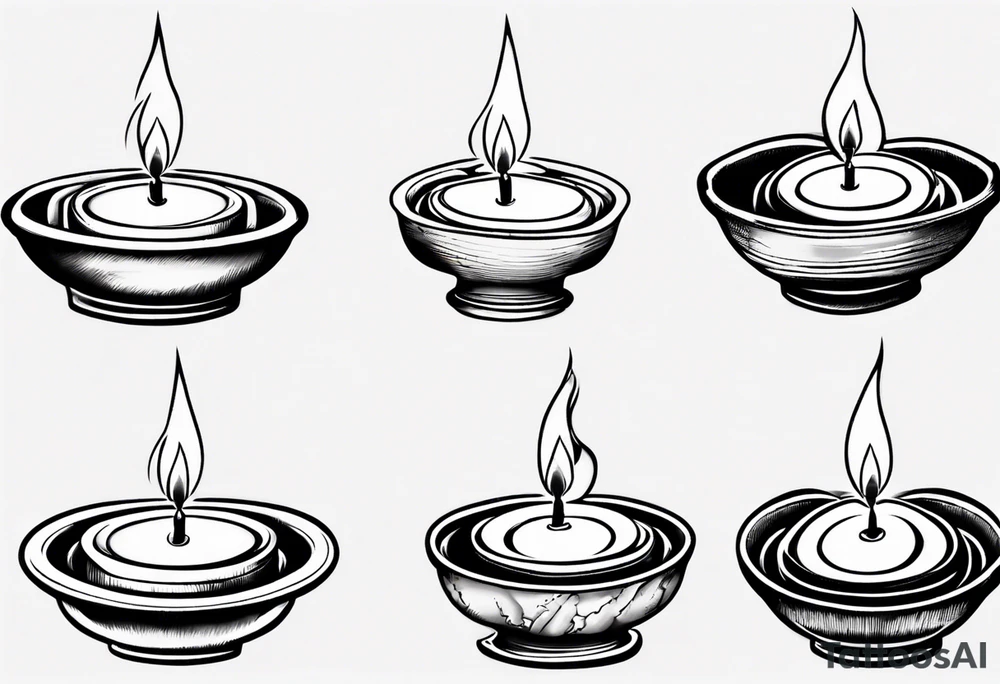 Burning candle in dish tattoo idea