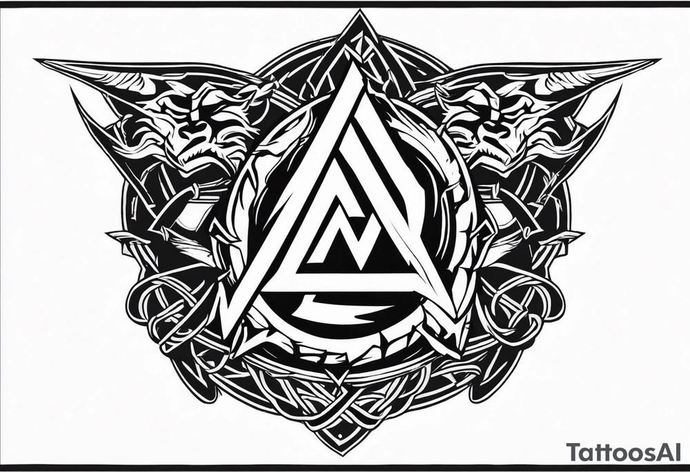 Valhalla sword shield axe barbed wire chains valknut fire dragon tattoo idea Valhalla sword shield axe barbed wire chains valknut fire dragon tattoo idea