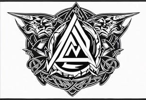Valhalla sword shield axe barbed wire chains valknut fire dragon tattoo idea