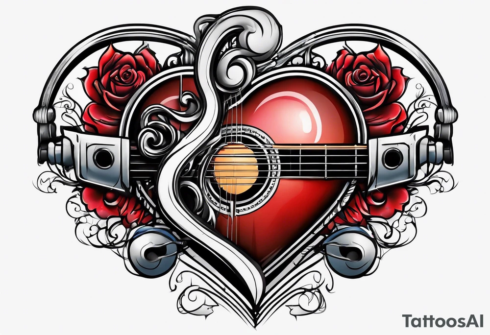 Heart and music tattoo idea