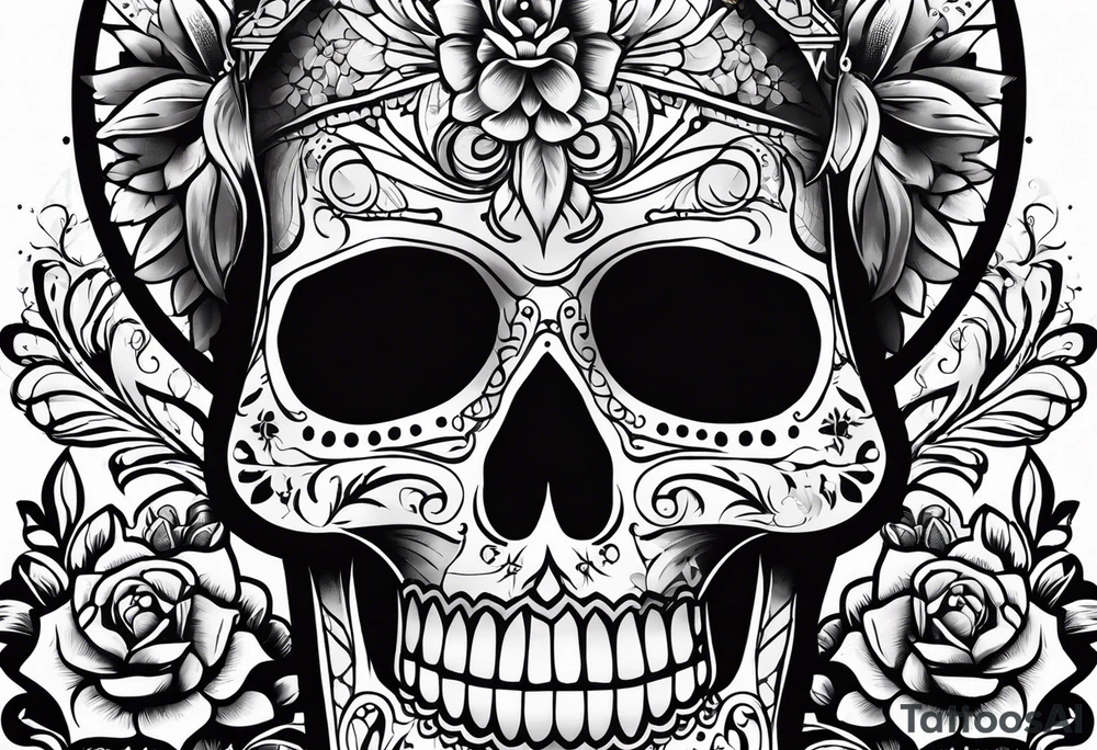 mexican style santa muerte tattoo for chest tattoo idea