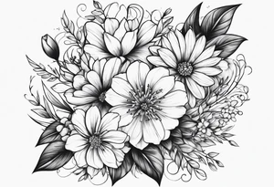 flower burst with flowers trailing down tattoo idea