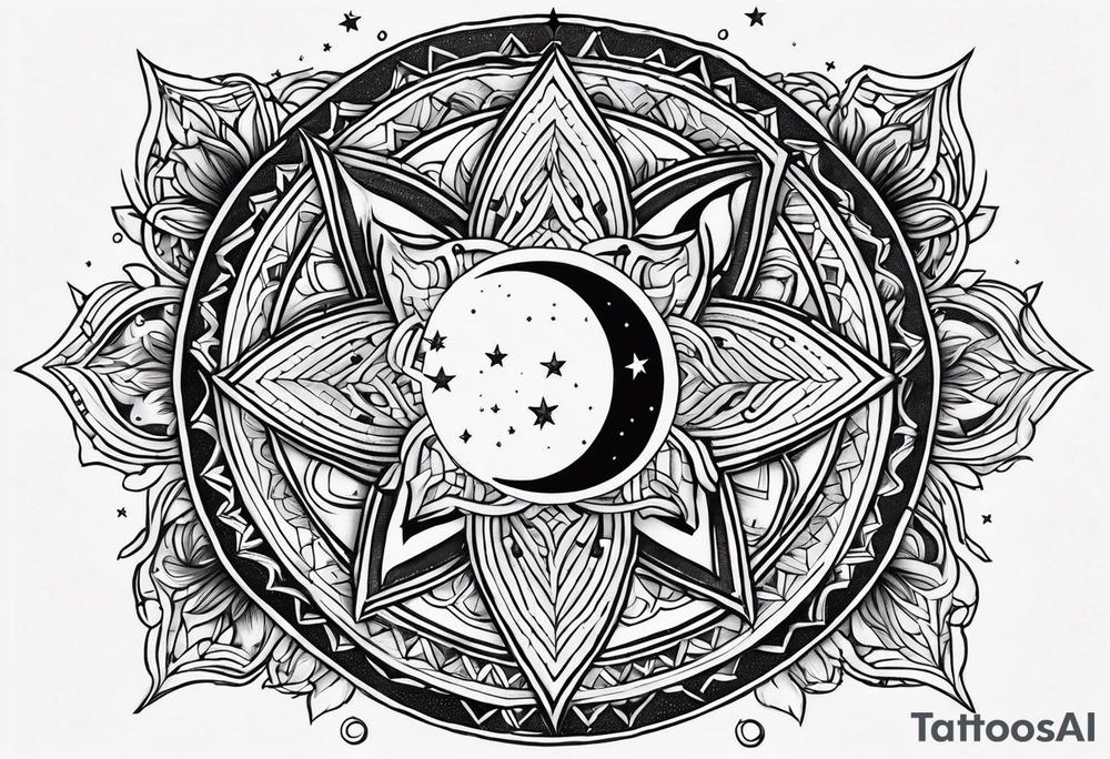 1 small sun, 1 small moon, 1 small star
And the words
My Blood
Your Blodd
Our Blood tattoo idea