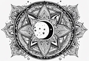 1 small sun, 1 small moon, 1 small star
And the words
My Blood
Your Blodd
Our Blood tattoo idea