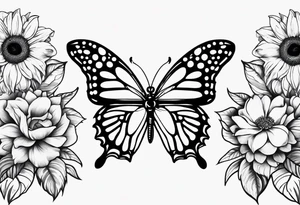 Paw print, fower rose, sunflower, butterfly tattoo idea