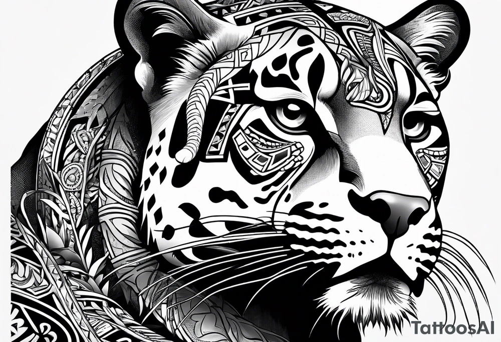 aztec black jaguar with snake tattoo idea